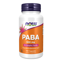 NOW FOODS PABA Kwas Para-Aminobenzoesowy 500mg 100 caps