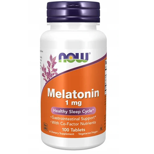 NOW FOODS Melatonina 1 mg + Niacyna + Magnez + Witamina B6 100 tabl