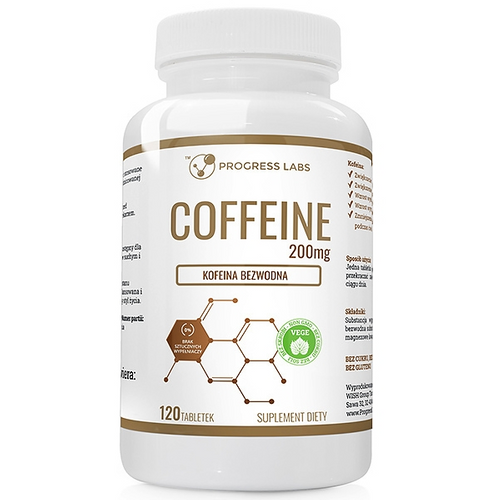 PROGRESS LABS Coffeine - Kofeina Bezwodna 200 mg 120 tabs