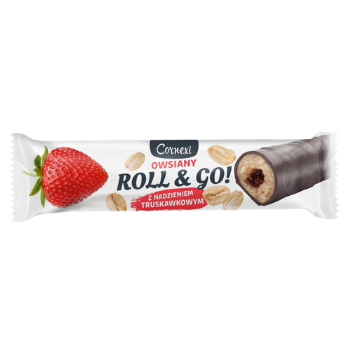 CORNEXI ROLL & GO Baton Owsiany z Nadzieniem Truskawkowym 30 g
