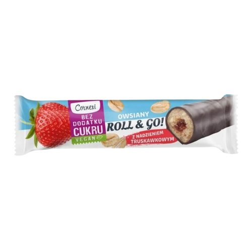 32x CORNEXI ROLL & GO Baton Owsiany z Nadzieniem Truskawkowym Bez Cukru 30 g