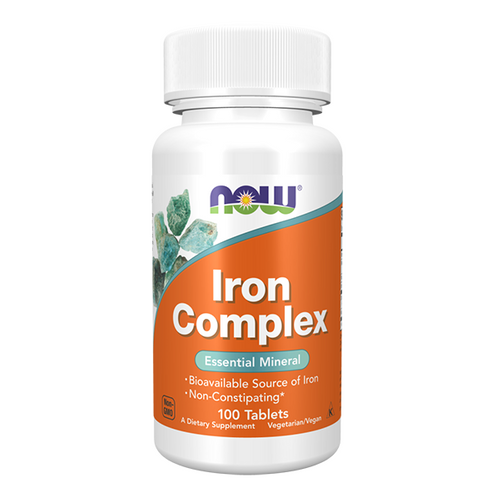 NOW FOODS Iron Complex - Żelazo + Witamina C + Kwas Foliowy + Witamina B12 100 tabl